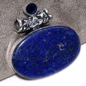 Lapis Lazuli, Iolite Gemstone 925 Sterling Silver Handmade Pendant Necklace